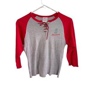 Mariners lace-up 3/4 raglan t-shirt Red Gray Women's size M Vintage